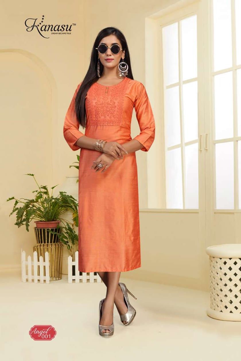 Kanasu Angel Fancy Casual Wear Heavy Slub Designer Kurti Collection